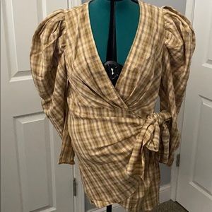 Plaid wrap around dress